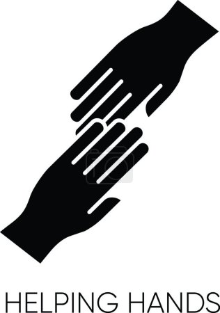 Téléchargez les illustrations : "Aide main icône glyphe noir. Soutien amical, aide aux amis. Amitié, vertu, silhouette de sensibilisation symbole sur l'espace blanc. Aide sociale, charité, bénévolat. Illustration vectorielle isolée
" - en licence libre de droit