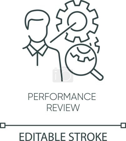 Illustration for "Performance review pixel perfect linear icon. Thin line customizable illustration. Job efficiency assessment contour symbol. Workflow optimization. Vector isolated outline drawing. Editable stroke" - Royalty Free Image