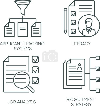 Illustration for "Professional employment pixel perfect linear icons set. Applicant tracking system and job analysis customizable thin line contour symbols. Isolated vector outline illustrations. Editable stroke" - Royalty Free Image