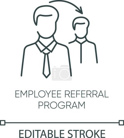 Illustration for "Employee referral program pixel perfect linear icon. Thin line customizable illustration. Workforce search, referal recruitment contour symbol. Vector isolated outline drawing. Editable stroke" - Royalty Free Image