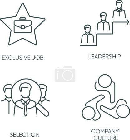 Illustration for "Business employment pixel perfect linear icons set. Exclusive job, leadership, selection, company culture customizable thin line contour symbols. Isolated vector outline illustrations. Editable stroke" - Royalty Free Image