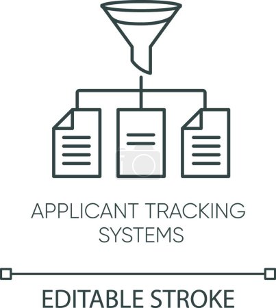 Illustration for "Applicant tracking system pixel perfect linear icon. Thin line customizable illustration. Headhunting program, recruitment software contour symbol. Vector isolated outline drawing. Editable stroke" - Royalty Free Image