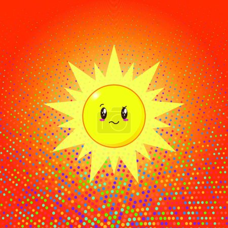 Téléchargez les illustrations : "Mignon & Adorable Sun Cartoon Emoji Création Design" - en licence libre de droit