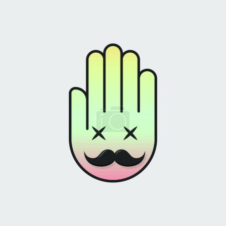 Téléchargez les illustrations : "Main Emoji dessin animé avec illustration de conception d'expression gueule de bois." - en licence libre de droit