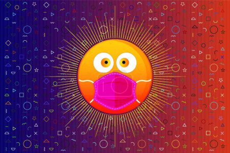 Ilustración de "Cara Emoji linda y divertida con máscara médica para contener un virus
" - Imagen libre de derechos