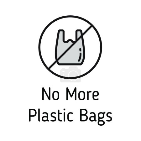 Illustration for "no more plastic bags color filled vector icon isolated on white background. zero waste eco concept. no more plastic bags linear icon for web, mobile and ui design." - Royalty Free Image