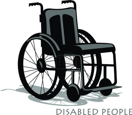 Illustration for "Wheelchair silhouette with shadow and text" - Royalty Free Image