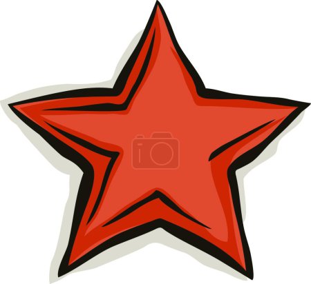 Illustration for "Big cartoon red star with shadow and black contour" - Royalty Free Image