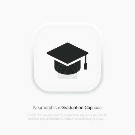 Illustration for "Graduation cap vector icon. Graduate hat black symbol in neumorphism style. Vector EPS 10" - Royalty Free Image