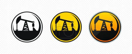 Téléchargez les illustrations : "Logo de symbole d'extraction d'huile dans différents styles. Icônes de production de pétrole. Illustration vectorielle SPE 10" - en licence libre de droit