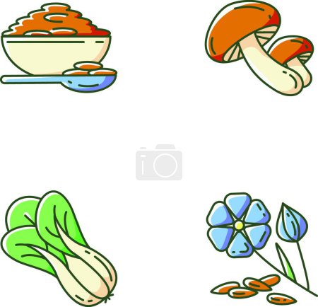 Illustration for "Healthy grains RGB color icons set" - Royalty Free Image