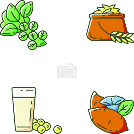 Illustration for "Health vegetables types RGB color icons set" - Royalty Free Image