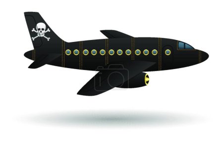 Téléchargez les illustrations : "Avion pirate noir. Objet isolé. Vecteur
 ." - en licence libre de droit