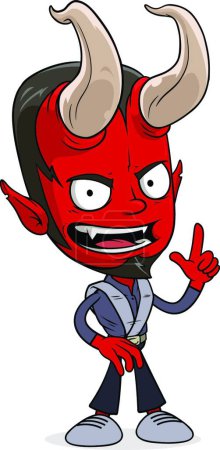 Ilustración de "Dibujos animados divertido rojo diablo chico carácter" - Imagen libre de derechos