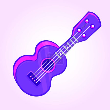 Ilustración de Cartoon Vector Illustration of Acoustic Guitar or ukelele (en inglés). Clip de dibujos animados. Icono del instrumento musical - Imagen libre de derechos