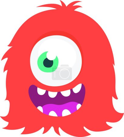 Ilustración de Feliz caricatura de un monstruo de ojos. Ilustración vectorial Halloween. Gran conjunto de monstruos de dibujos animados - Imagen libre de derechos