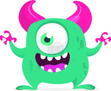 Ilustración de "Divertida criatura monstruo de dibujos animados. Ilustración de monstruo vectorial. Diseño de Halloween" - Imagen libre de derechos
