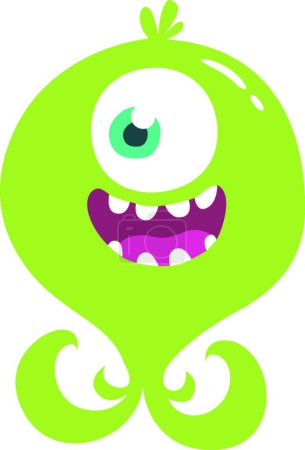 Ilustración de "Lindo monstruo de dibujos animados alienígena o pulpo. Ilustración vectorial de monstruo verde para Halloween
" - Imagen libre de derechos