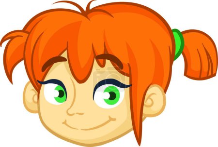 Illustration for "Beautiful red hair girl icon. Cartoon vector illustration isolated" - Royalty Free Image