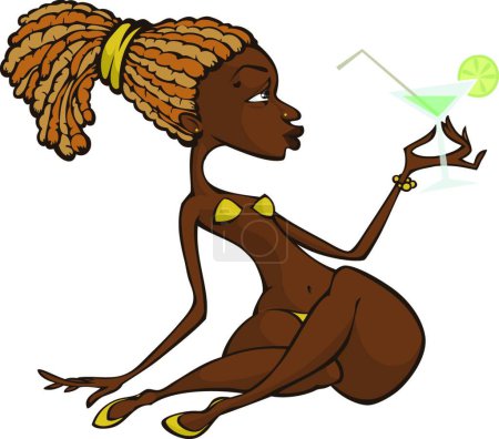Téléchargez les illustrations : Illustration vectorielle moderne fille africaine - en licence libre de droit
