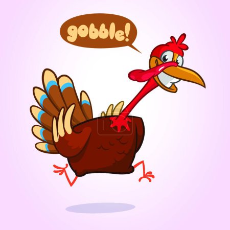 Illustration for "Cartoon illustration of a happy cute thanksgiving turkey. Vector illustration isolated. Design for Thanksgiving Day" - Royalty Free Image