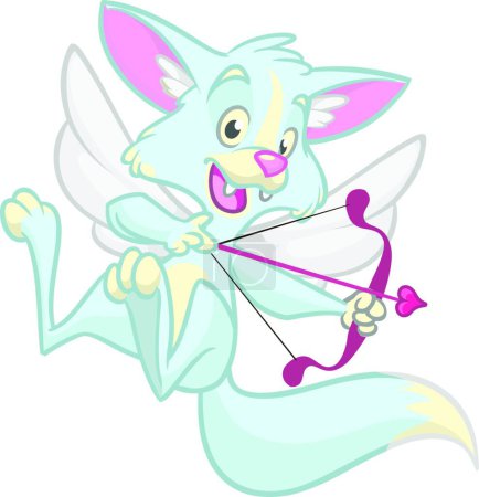 Illustration for "Vector fox cupid. Illustration of a fox cupid for St Valentine's Day. Isolated" - Royalty Free Image