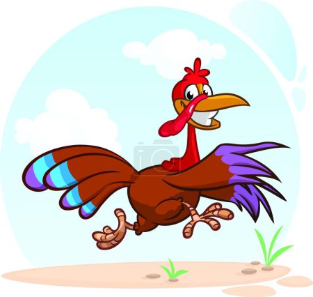 Illustration for "Cartoon illustration of a happy cute thanksgiving turkey. Vector illustration isolated. Design for Thanksgiving Day" - Royalty Free Image