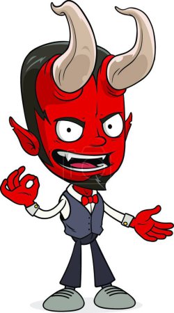 Ilustración de "Dibujos animados divertido rojo diablo chico carácter" - Imagen libre de derechos