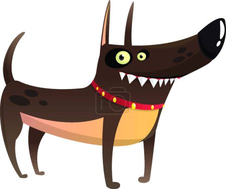 Téléchargez les illustrations : "Illustration vectorielle drôle de chien de garde de bande dessinée." - en licence libre de droit