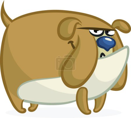 Téléchargez les illustrations : "Dessin animé illustration de bulldog en colère et drôle. Vecteur isolé sur blanc
." - en licence libre de droit