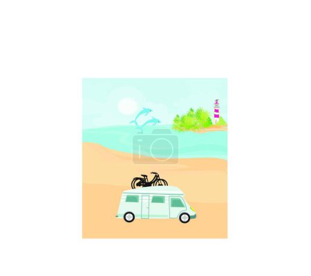 Ilustración de "Camping en la playa
" - Imagen libre de derechos