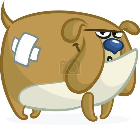 Illustration for "Cartoon angry and funny bulldog illustration. Vector isolated on white." - Royalty Free Image