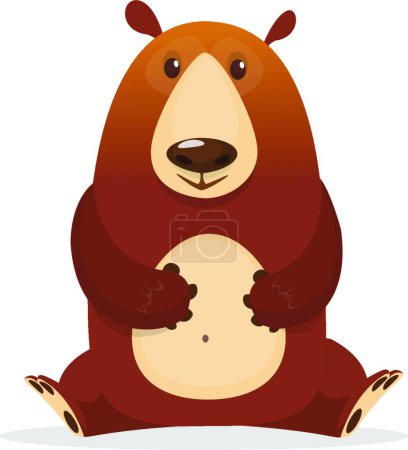 Ilustración de "Feliz oso de dibujos animados. Ilustración de clip vectorial de oso marrón aislado." - Imagen libre de derechos