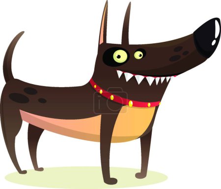 Téléchargez les illustrations : "Illustration vectorielle drôle de chien de garde de bande dessinée." - en licence libre de droit