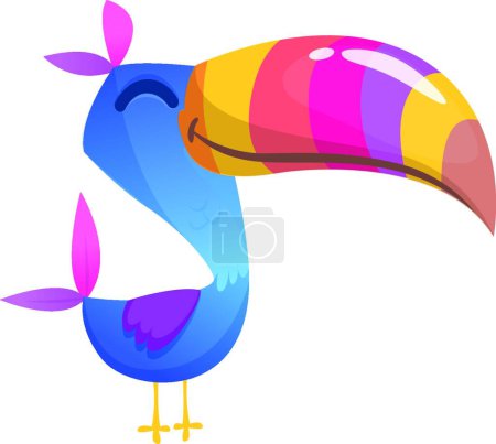 Téléchargez les illustrations : "Dessin animé toucan. Oiseau toucan vecteur. Illustration exotique d'oiseau coloré" - en licence libre de droit
