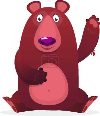Ilustración de "Bonito oso de dibujos animados. Ilustración vectorial de un oso agitando la mano. Aislado sobre blanco
" - Imagen libre de derechos