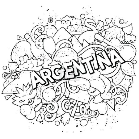 Illustration for "Argentina hand drawn cartoon doodles illustration. Funny design." - Royalty Free Image