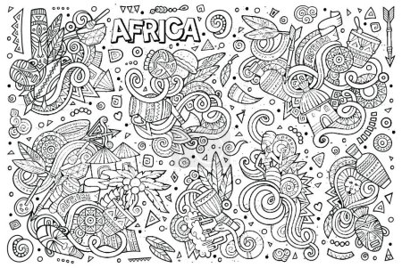 Photo pour "Ensemble de dessins animés vectoriels de gribouillis d'Afrique" - image libre de droit