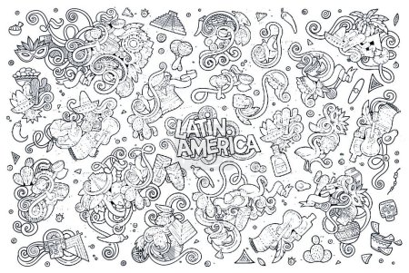 Illustration for "Sketchy vector hand drawn Doodle Latin American objects" - Royalty Free Image