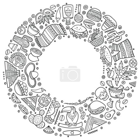 Illustration for "Set of Latin American cartoon doodle objects, symbols and items" - Royalty Free Image