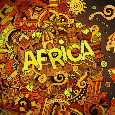 Photo pour "Dessin animé gribouillis mignon illustration africaine dessinée à la main
." - image libre de droit