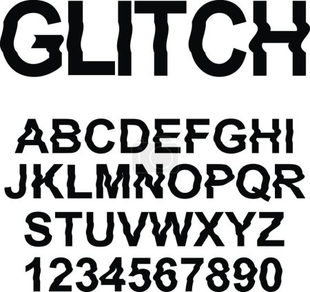 Illustration for "Glitch distortion typeface. Letters and numbers" - Royalty Free Image