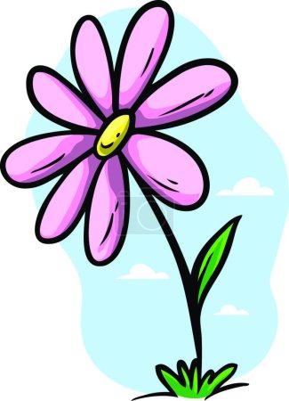 Photo for "Cartoon pink flower vector icon" - Royalty Free Image
