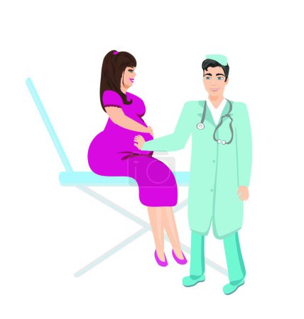 Illustration for Pregnant woman with doctor - Royalty Free Image