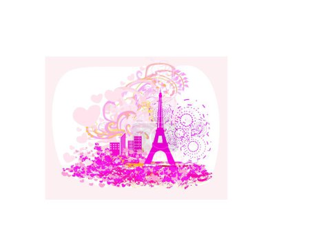 Téléchargez les illustrations : "Carte abstraite Tour Eiffel rétro vintage
" - en licence libre de droit