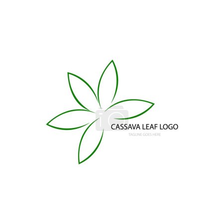 Ilustración de Hojas verdes, diseño del logotipo de la hoja de yuca - Imagen libre de derechos
