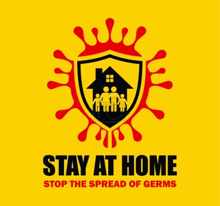 Téléchargez les illustrations : "Restez à la maison ensemble nous arrêtons la propagation des germes " - en licence libre de droit