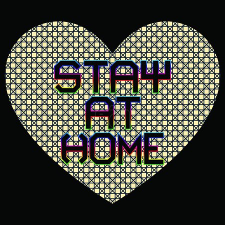 Illustration for Stay at home block lettering typography for self awareness and social media campaign against coronavirus - Royalty Free Image