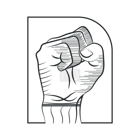 Illustration for "Demonstration, revolution, protest raised arm fist with Fight for Your Rights caption." - Royalty Free Image
