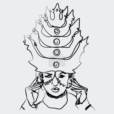 Illustration for "Illustration of the bride's crown Mandailing north sumatra" - Royalty Free Image